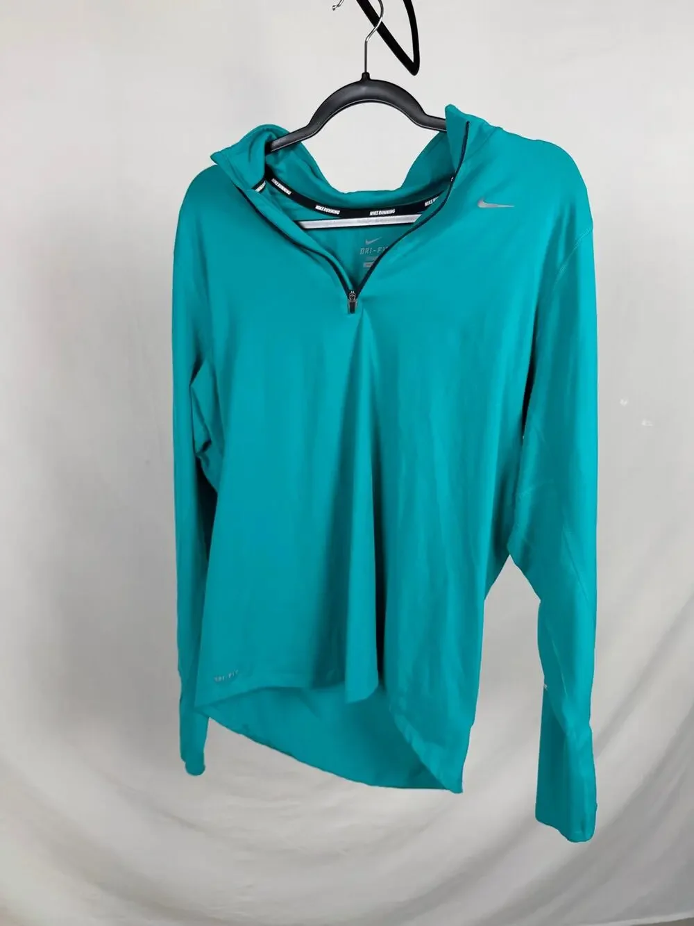 Nike Teal Blue Dri-Fit Activewear 1/4-Zip Running Hoodie Sweatshirt Size M